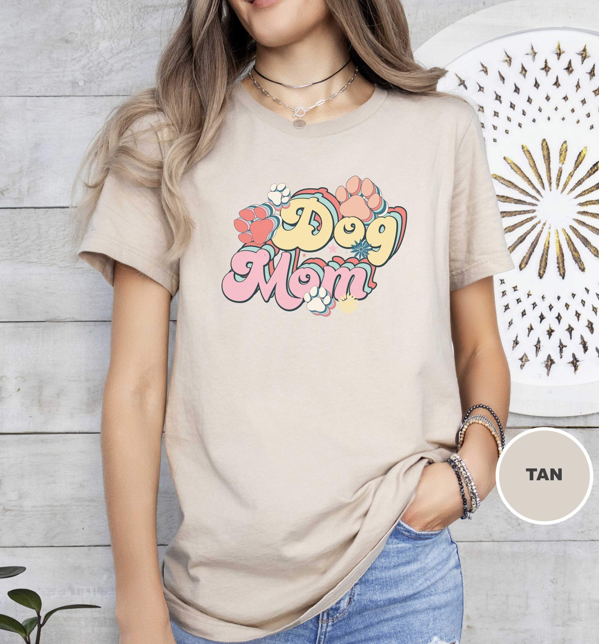 Dog Mom Retro Flower T-Shirt