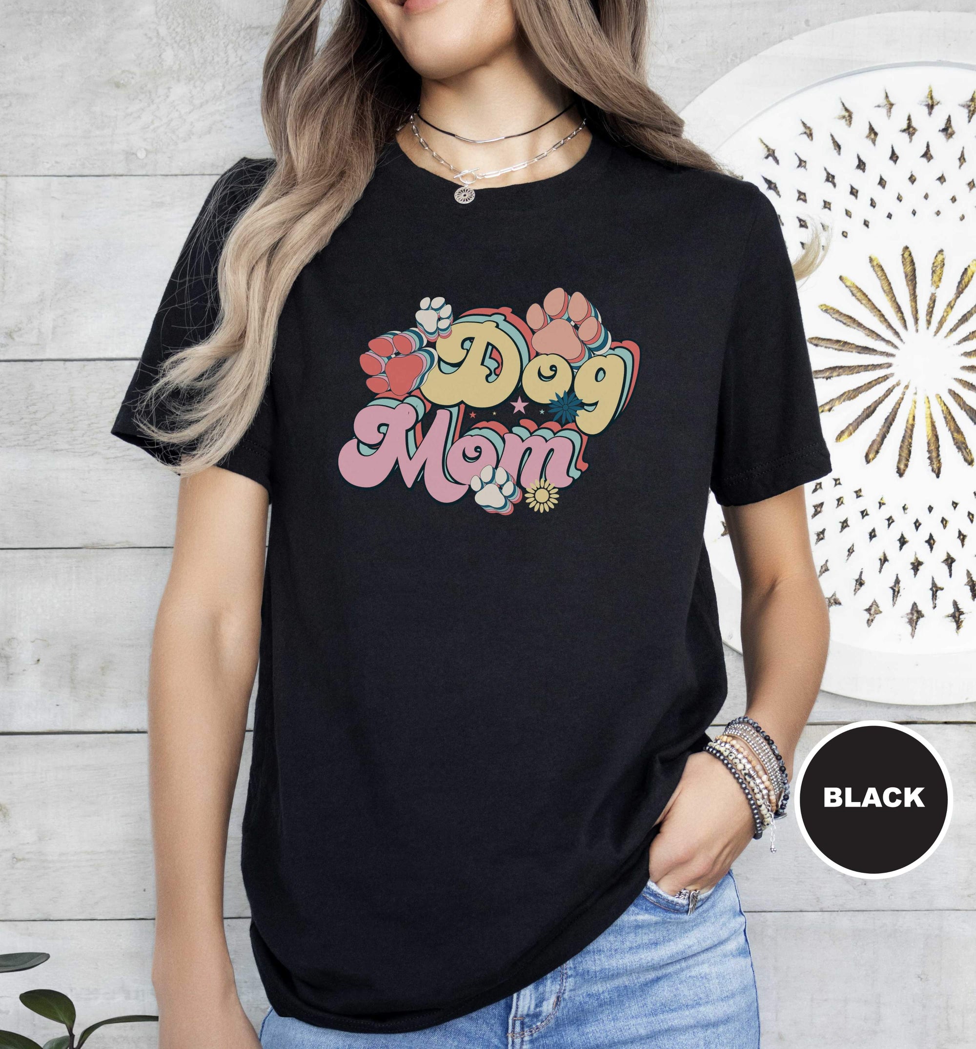 Dog Mom Retro Flower T-Shirt