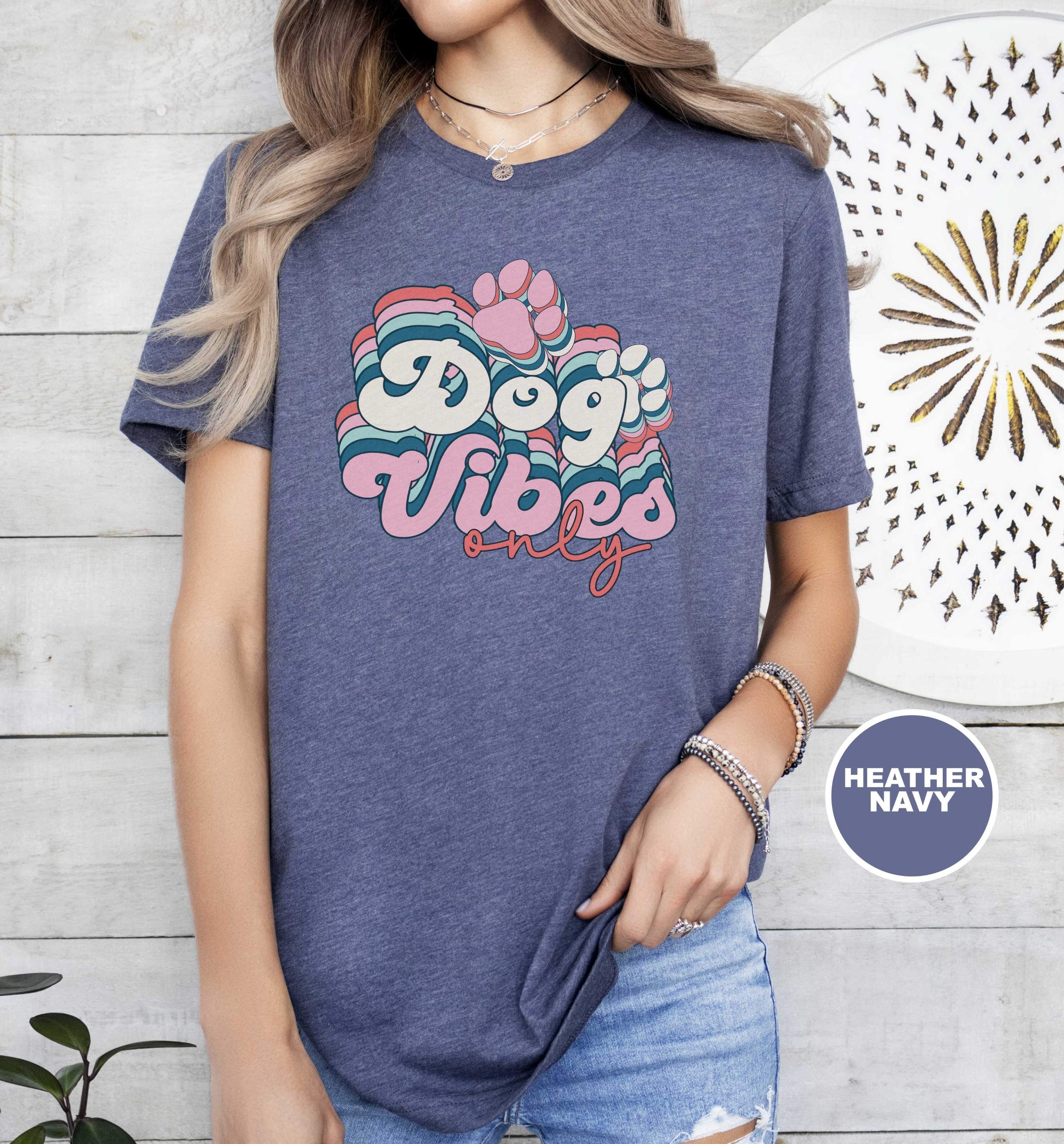 Dog Vibes Only Pink Retro T-Shirt