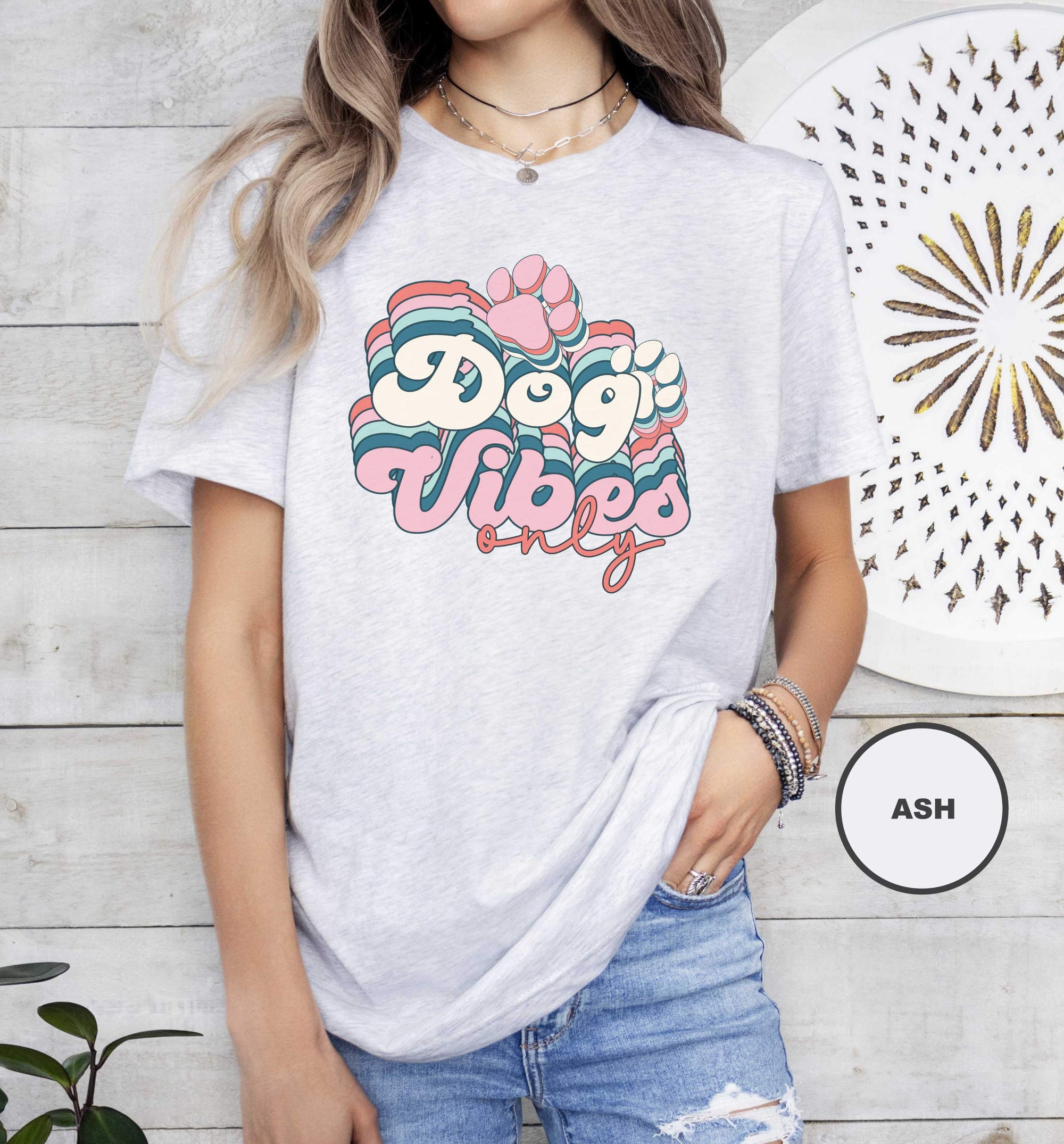 Dog Vibes Only Pink Retro T-Shirt