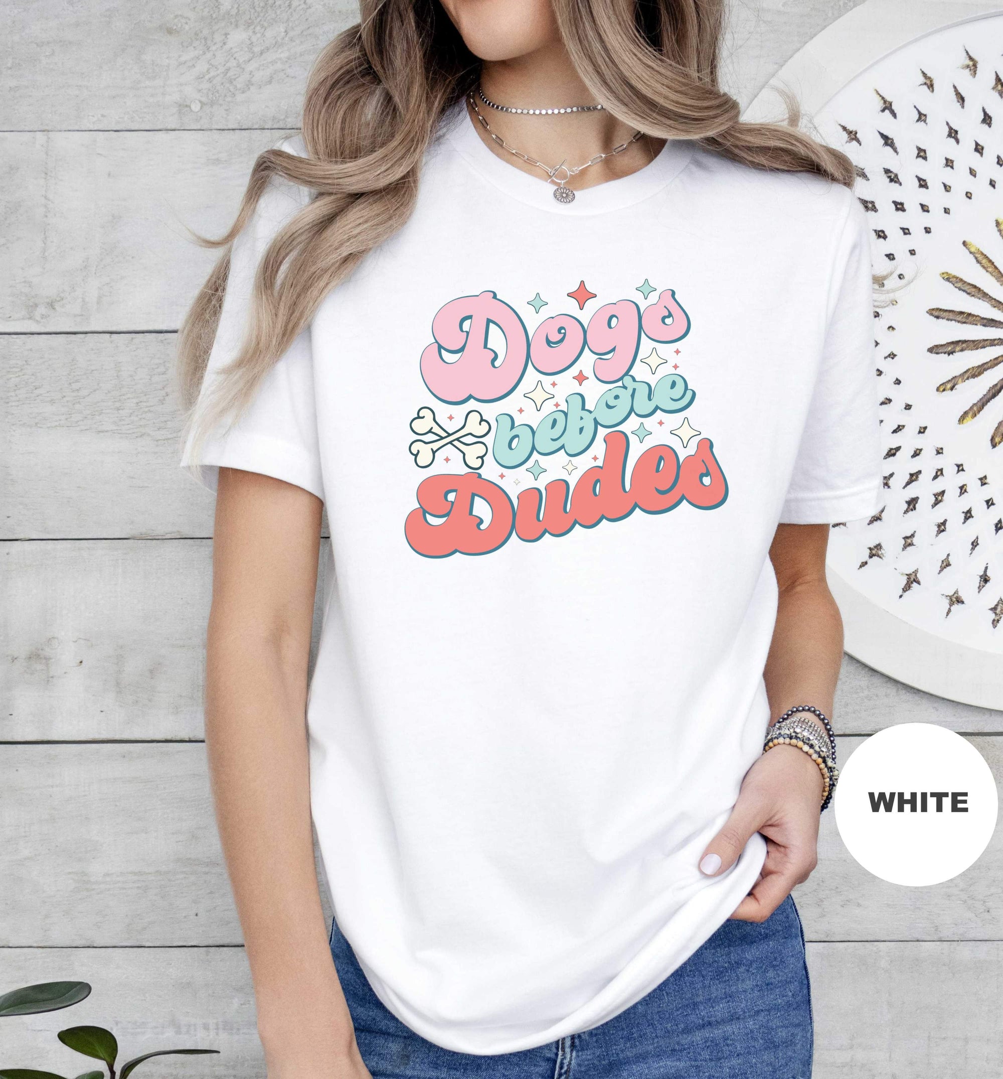 Dogs Before Dudes Retro Color Star T-Shirt