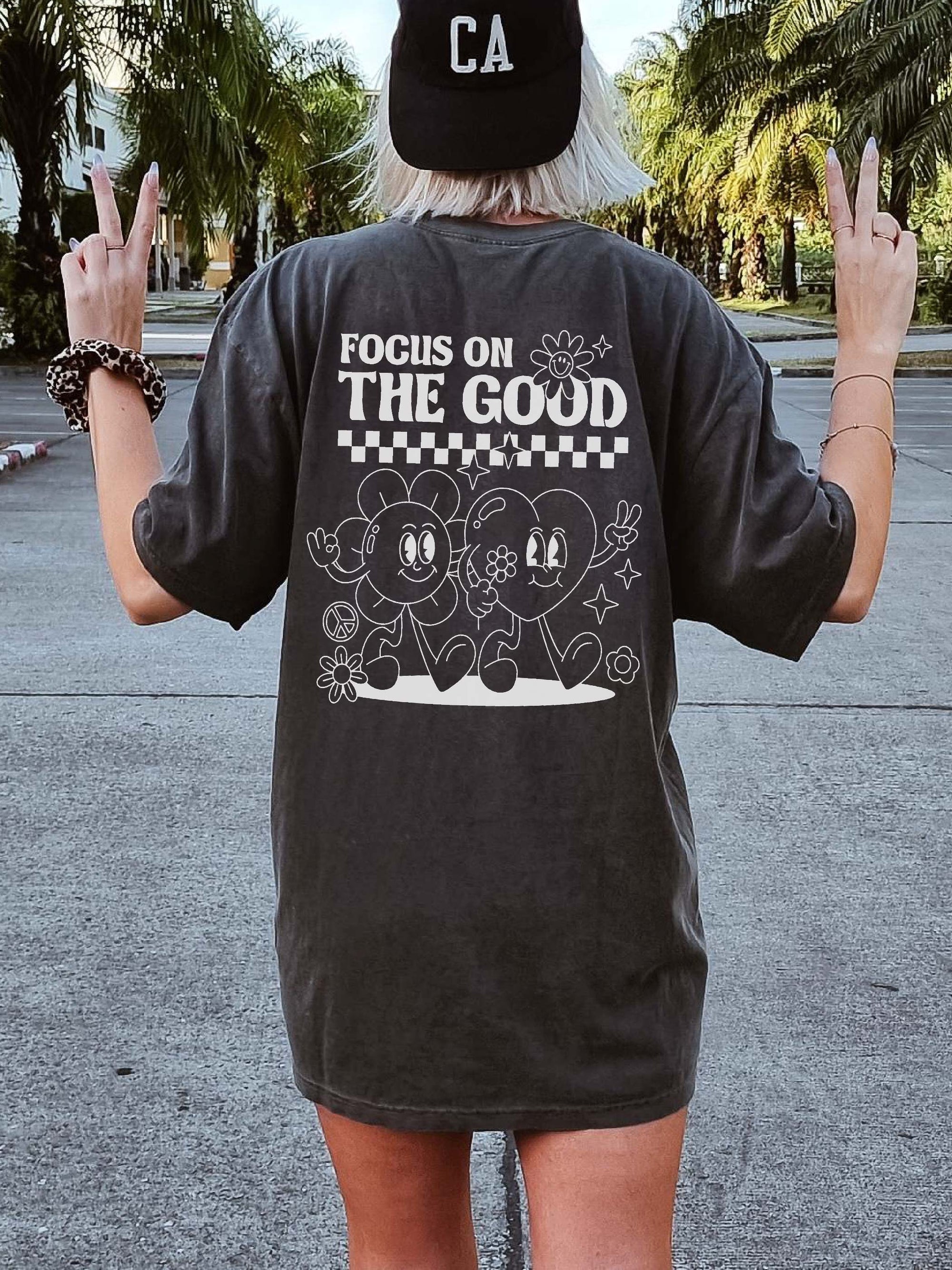 Focus On The Good Retro T-Shirt (Pocket & Back Print)