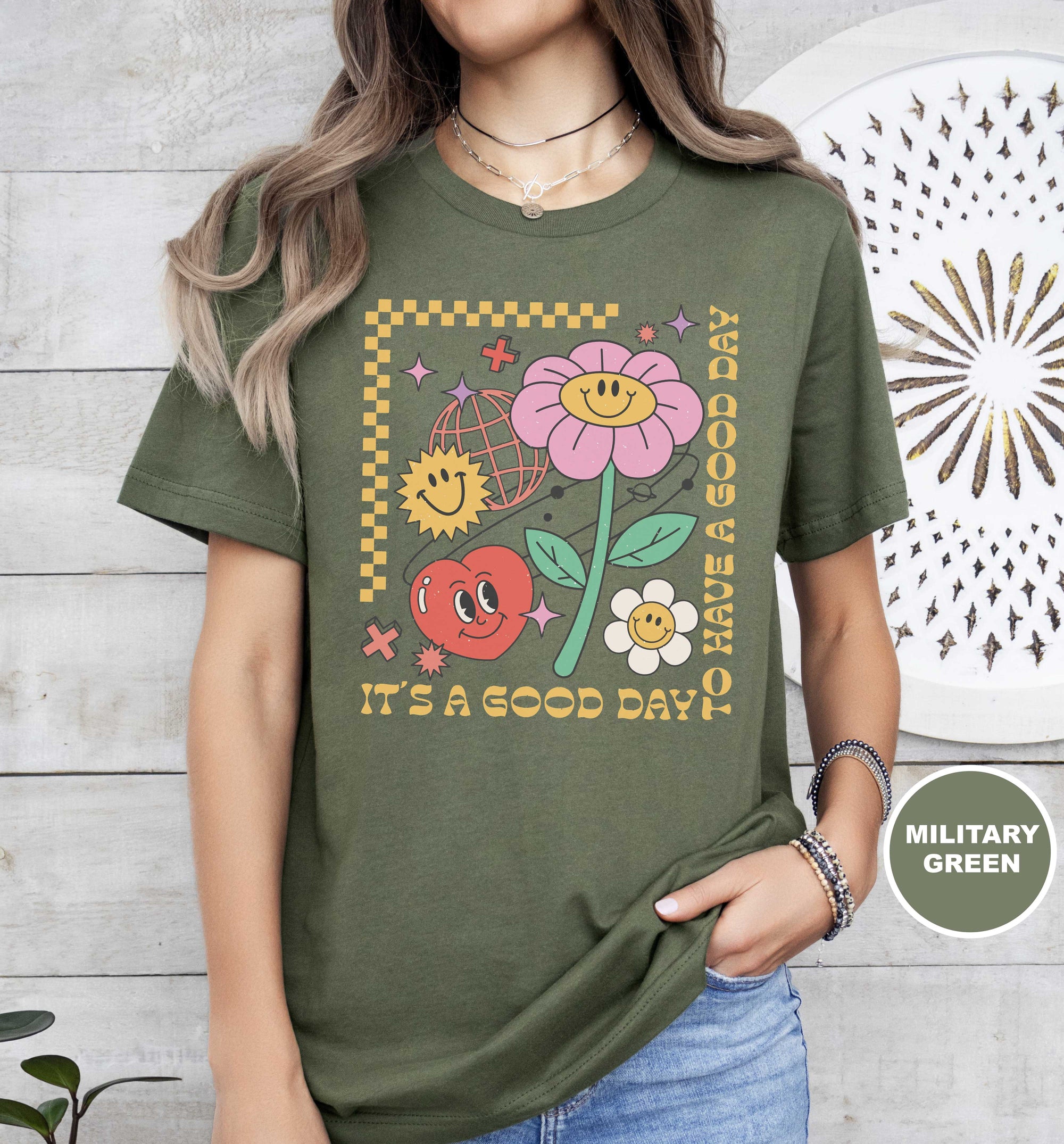 TShirt Unisex Vintage Boho Feel Good Design Tee Made in USA